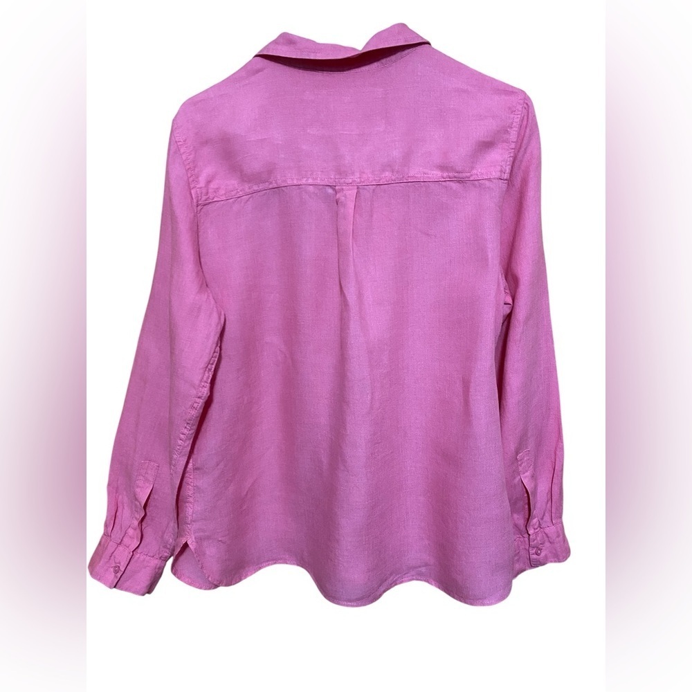 M&S Pink Woman’s Button Front Long Sleeve 100% Linen Shirt. Plus Size 16. - Picture 2 of 6